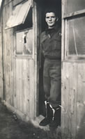 Walter Henry Powell in front of Nissan Hut